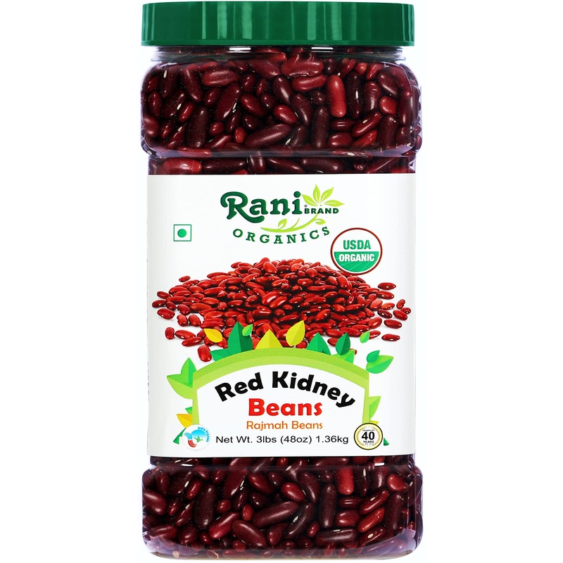 Rani Organic Red Kidney Beans (Rajmah Beans) Light 48Oz (3Lbs) 1.36Kg Bulk Pet Jar ~ All Natural | Vegan | Gluten Friendly | Non