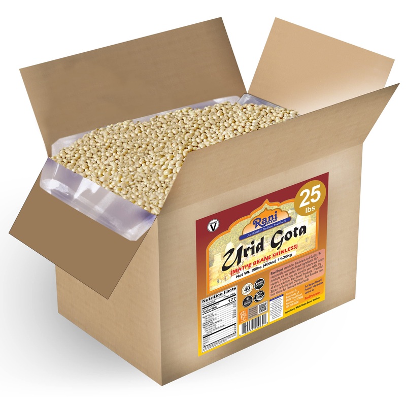 Rani Urid/Urad Gota White (Matpe Beans Skinless) Indian Lentils 400Oz (25Lbs) 11.36Kg Bulk Box ~ All Natural | Gluten Friendly |