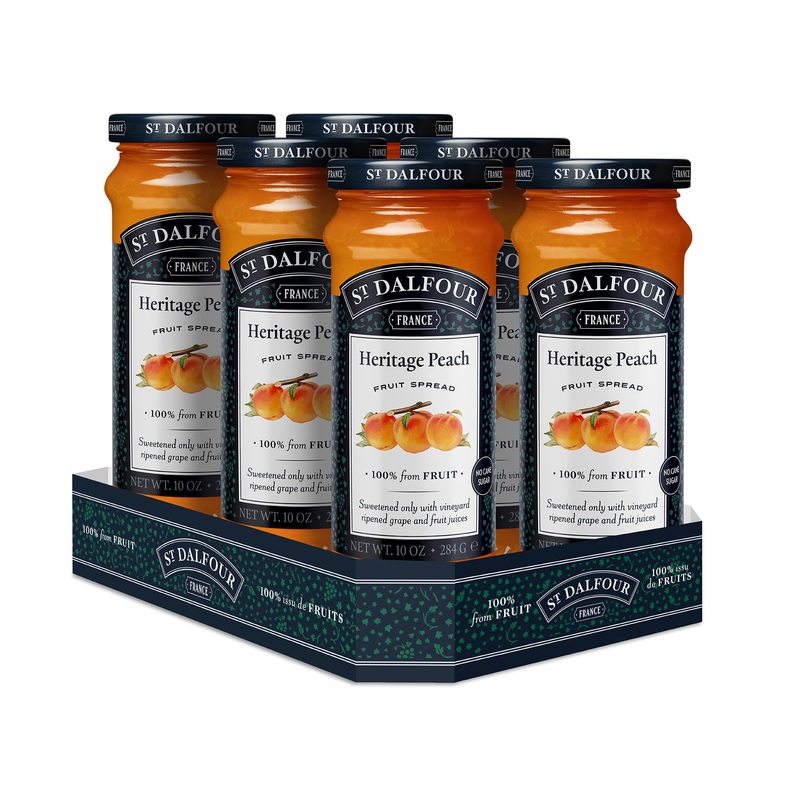 St. Dalfour Heritage Peach Fruit Spread - 10Oz - 100% From Fruit, No Artificial Ingredients, Non-Gmo, No Cane Sugars, All Natura