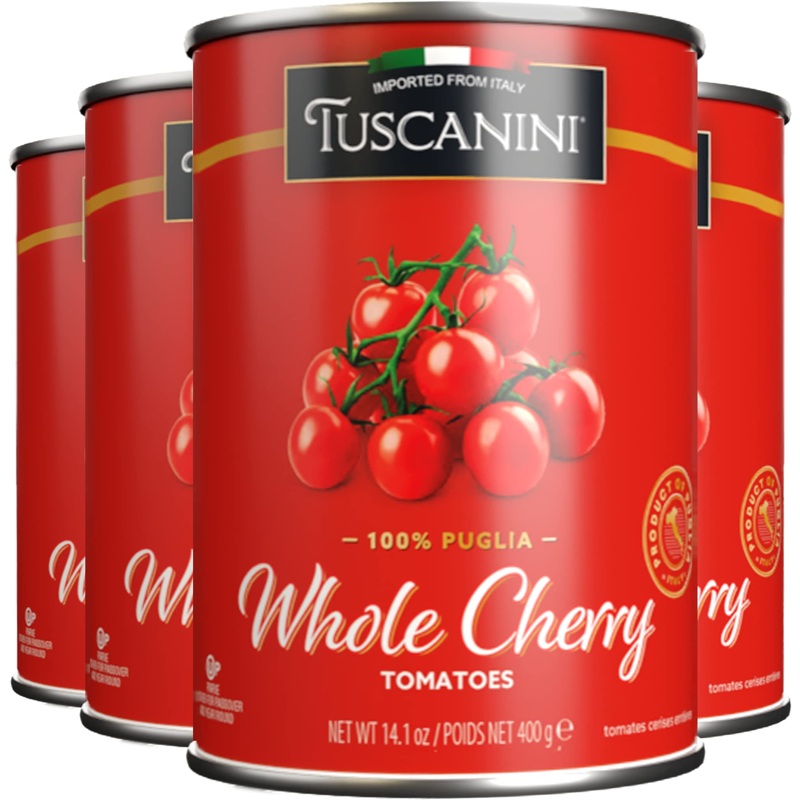 Tuscanini Whole Cherry Tomatoes 14.1Oz (4 Pack) | Imported From Italy, Delicious Taste & Texture, Bpa Free Lined Can, Kosher For