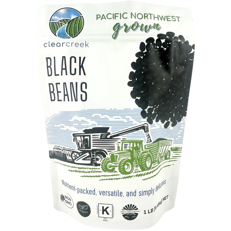 Washington State Black Beans | 1 Lb Resealable Bag | Non-Gmo | Vegan | Kosher | Non-Irradiated | Dry Black Beans | Frijoles Negr