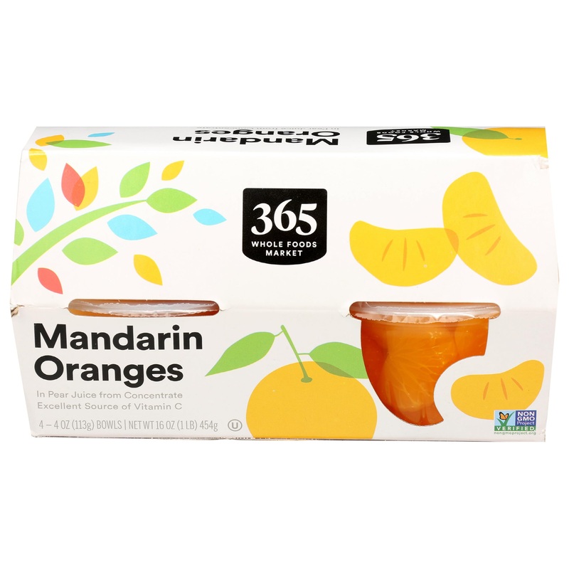 365 By Whole Foods Market, Mandarin Oranges In Pear Juice, 4 Pack, 4 Ounce Each