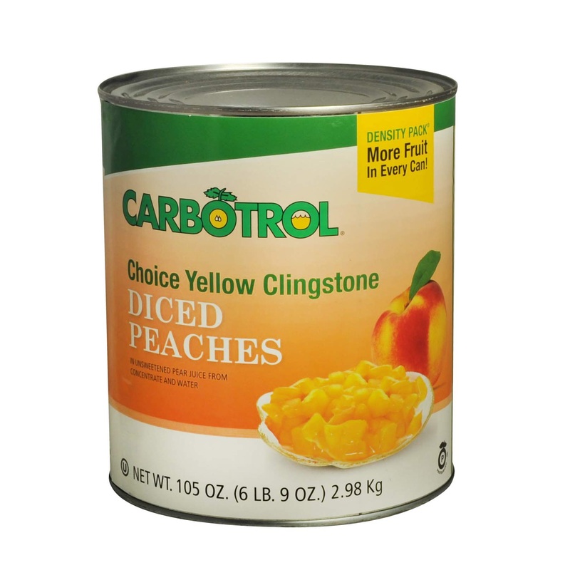Carbotrol #10 Juice Packed Canned Fruit, Diced Peaches (6 - 105Oz Cans Per Case)