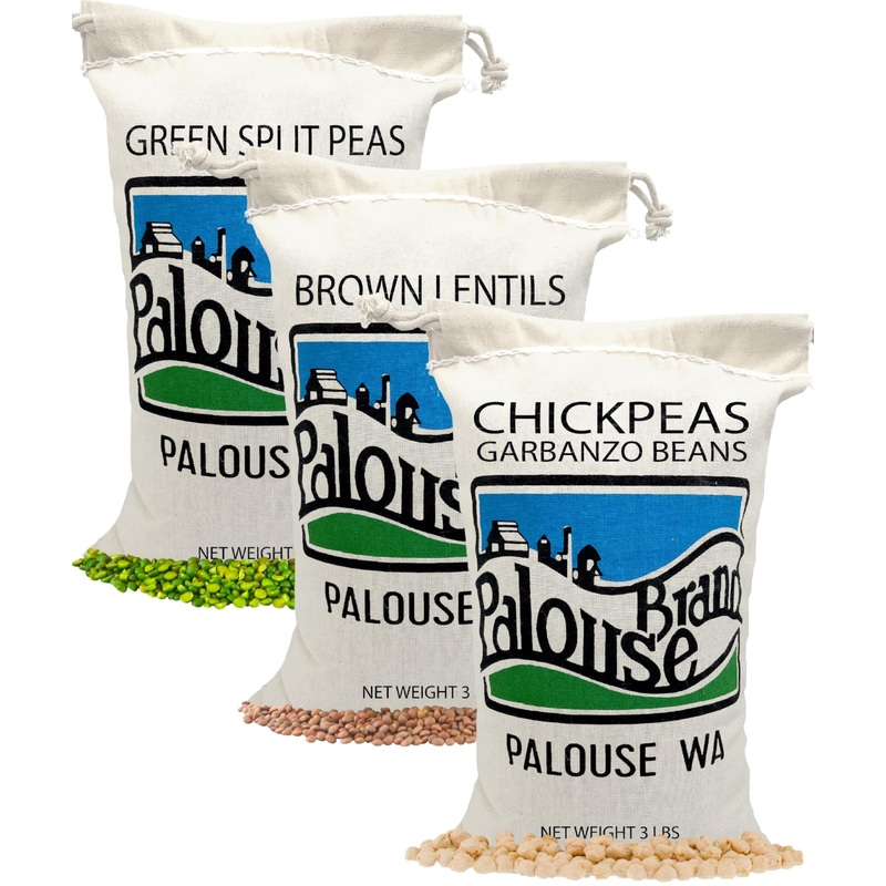 Certified Glyphosate Residue Free Chickpeas, Lentils, And Green Split Peas | 3 Pack Of 3 Lb Bags | Non-Gmo Project Verified | Fa