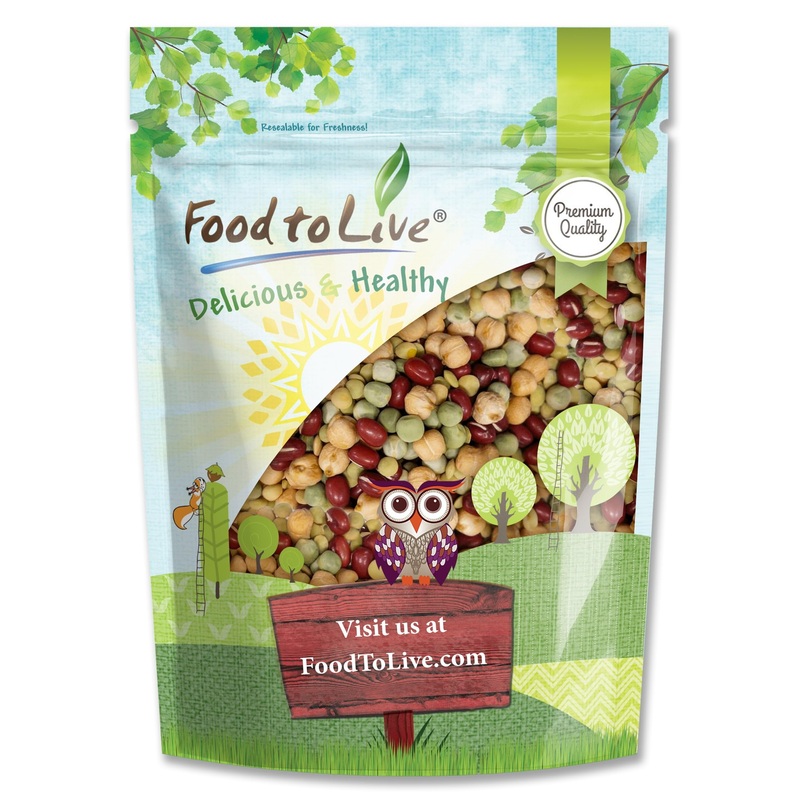 Food To Live - Crunchy Mix Of Sprouting Bean Seeds, 5 Pounds - Green Peas, Adzuki, Lentils, Garbanzo, Kosher, Raw