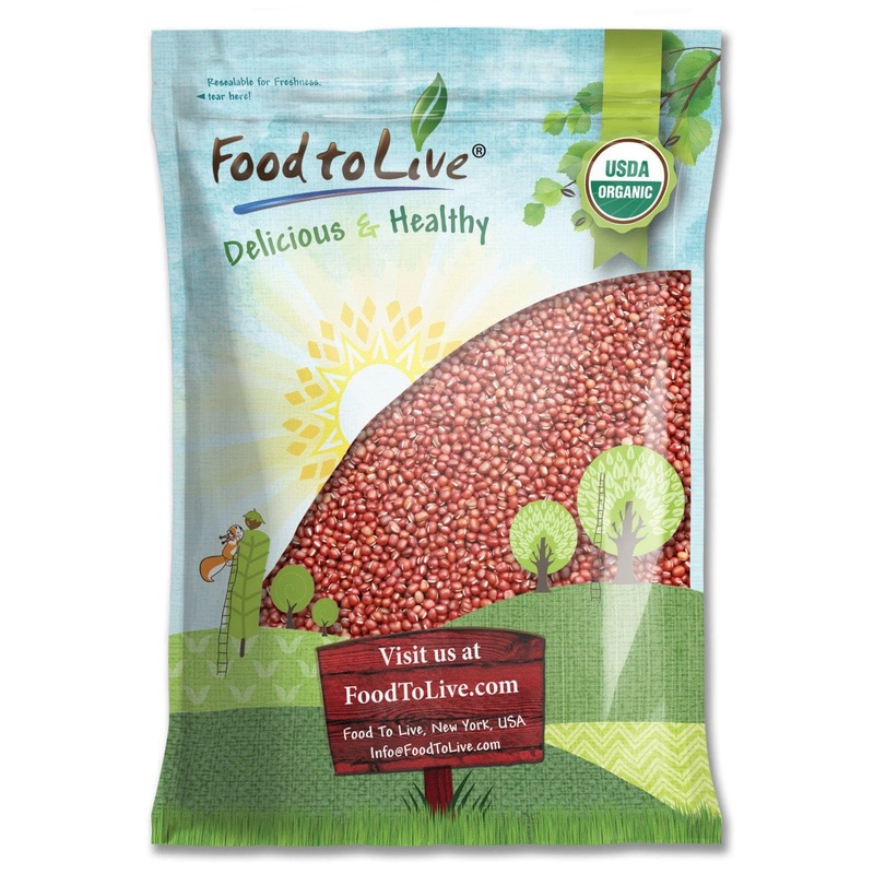 Food To Live Organic Adzuki Beans, 10 Pounds - Non-Gmo, Sproutable, Whole Raw Dried Azuki Beans (Red Mung Beans), Vegan, Kosher,