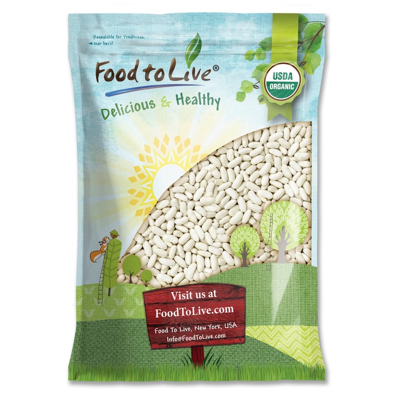 Food To Live Organic Cannellini Beans, 15 Pounds - Non-Gmo, Dried White Kidney Beans, Sproutable, Vegan, Kosher, Bulk. Pre-Soak