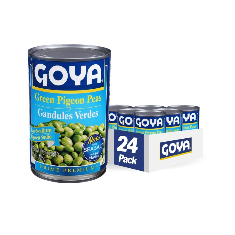 Goya Foods Green Pigeon Peas (Gandules), Low Sodium, 15-Ounce (Pack Of 24)