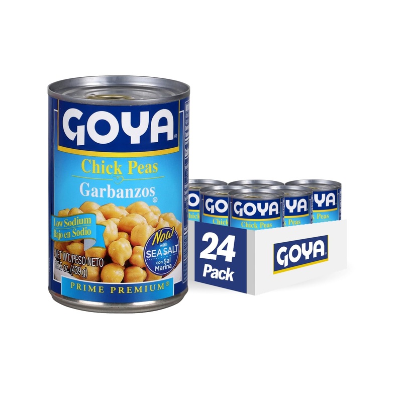 Goya Foods Low Sodium Chick Peas, Garbanzo Beans, 15.5 Ounce (Pack Of 24)