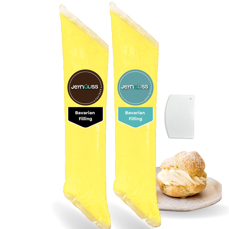 Jeynuuss Bavarian Cream Filling With Icing Spatula Pack 2 - Pastry Filling Crema Pastelera Cake Filling Cannoli Cream Crema Past