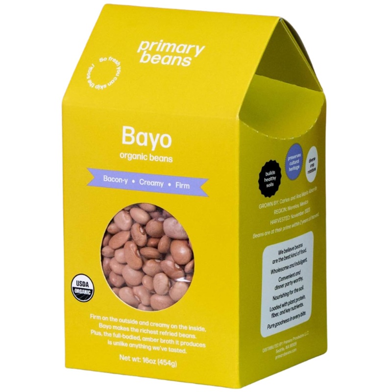 Primary Beans - Heirloom Organic Bayo Dried Beans - Bacon-Y, Creamy - Alternative To Pinto - Pair W/Avocado & Fresh Corn Tortill