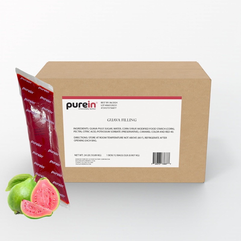 Purein Guava Cake And Pastry Filling (Pack Of 12/ 2Lb)-24Lb Box