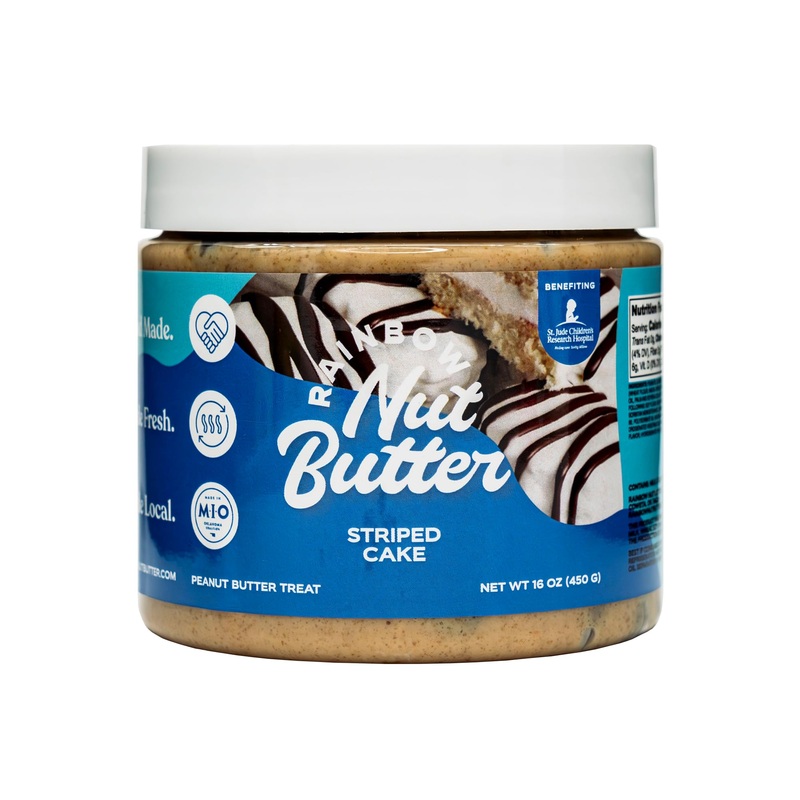 Rainbow Nut Butter, Striped Cake Peanut Butter, Spread, Treat, Snack, Dessert, High Protein Flavored Nut Butter, (16 Oz Jar).
