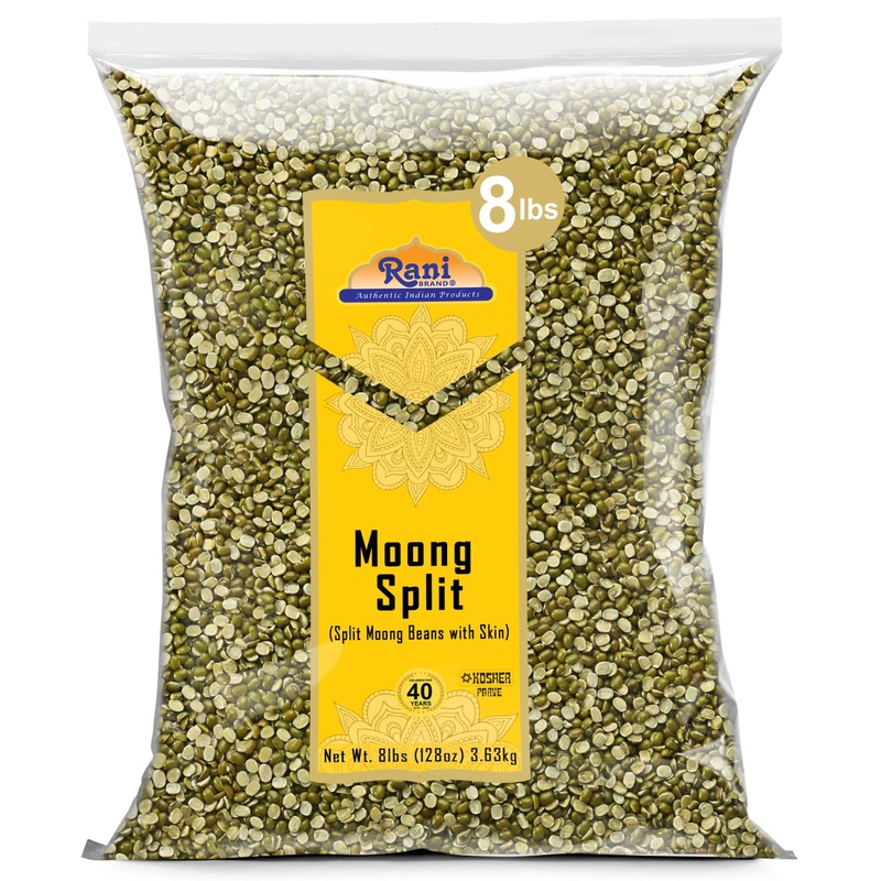 Rani Moong Split (Split Mung Beans With Skin) Lentils Indian 128Oz (8Lbs) 3.63Kg Bulk ~ All Natural | Gluten Friendly | Non-Gmo