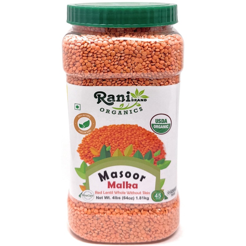 Rani Organic Masoor Gota (Football) Indian Red Lentils Skinless 64Oz (4Lbs) 1.81Kg Bulk ~ All Natural | Gluten Friendly | Non-Gm