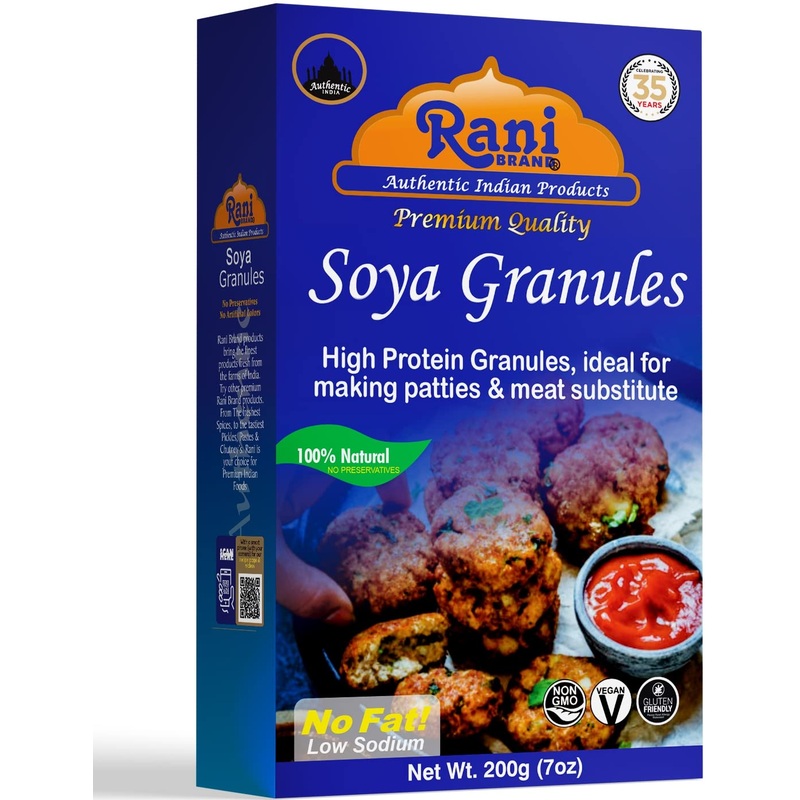 Rani Soya Granules (High Protien) 7Oz (200G) ~ All Natural, Salt-Free | Vegan | No Colors | Gluten Friendly | Non-Gmo | Kosher |