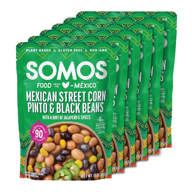 Somos Mexican Street Corn Pinto & Black Beans | Gluten Free, Non-Gmo, Vegan Ready-To-Eat Microwavable Meals - Healthy & Plant Ba