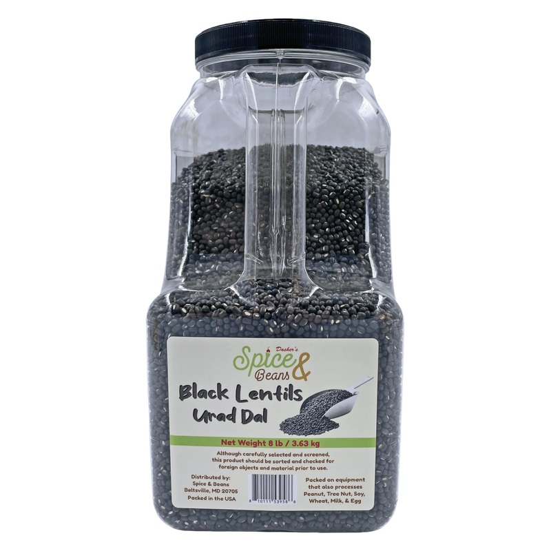 Whole Black Lentils | Urad Dal | By Dasher'S Spice & Beans | 8 Lb