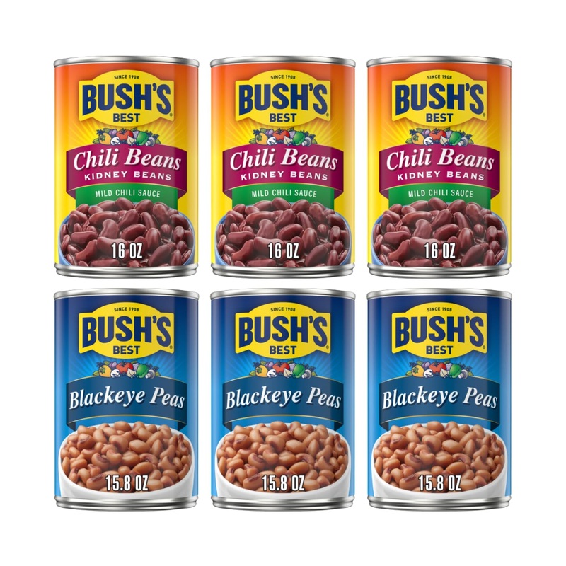 Bush'S Best Baked Beans, Bean Bonanza Blast Pack, 3 Blackeye Pea (15.8 Oz), 3 Chili Bean Md Kidney (16 Oz), (Variety Pack)