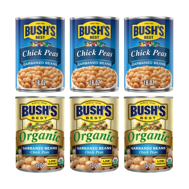 Bush'S Best Baked Beans, Garbanzo Gourmet Pair, 3 Garbanzo (16 Oz), 3 Organic Garbanzo (15 Oz), (Variety Pack)