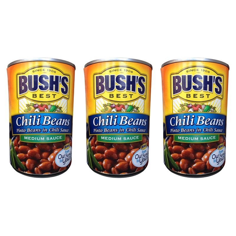 Bush'S Best Chili Beans- Pinto Beans In Medium Sauce- (3 Pack) Each Can Is 16 Ounces For A Total Of 48 Ounces