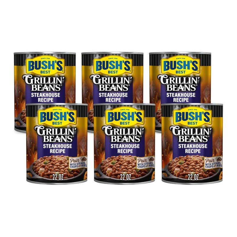 Bush'S Steakhouse Recipe Grillin' Beans, 22 Oz (Pack Of 6)