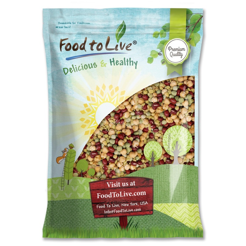 Food To Live - Crunchy Mix Of Sprouting Bean Seeds, 10 Pounds - Green Peas, Adzuki, Lentils, Garbanzo, Kosher, Raw
