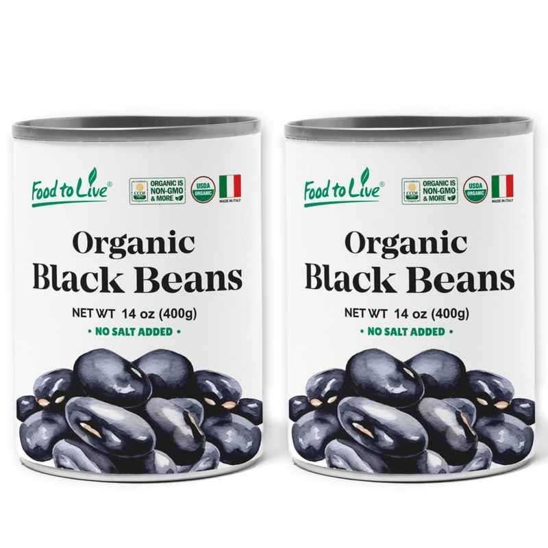 Food To Live Organic Canned Black Beans, 14 Oz (Pack Of 2) - Unsalted Non-Gmo Frijoles Negro. Perfect For Salads, Soups, Stews.