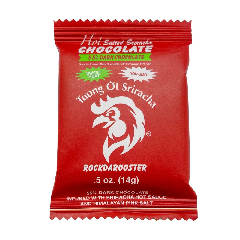 Hot Salted Sriracha Chocolate 55% Dark Chocolate Bar .5 oz.