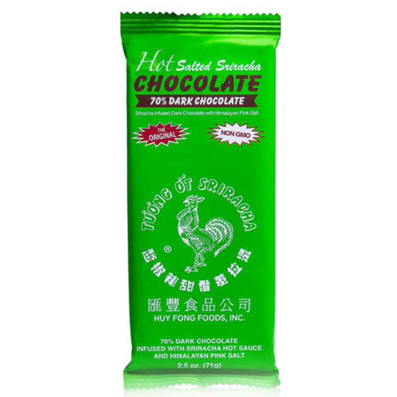 Hot Salted Sriracha Chocolate 70% Dark Chocolate Bar 2.5 oz.