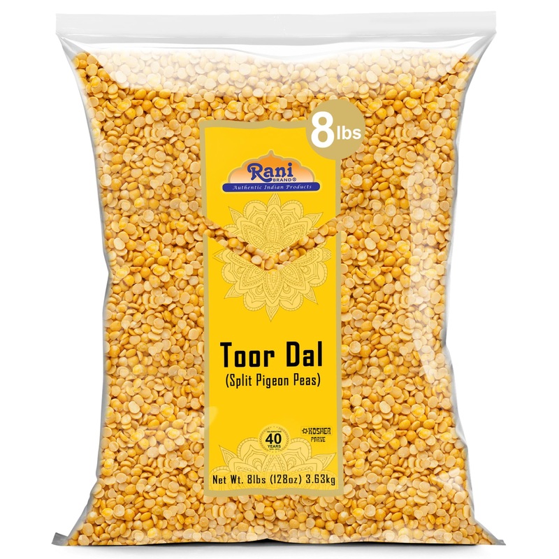 Rani Toor Dal (Split Pigeon Peas) 128Oz (8Lbs) 3.63Kg Bulk ~ All Natural | Gluten Friendly | Non-Gmo | Vegan | Indian Origin