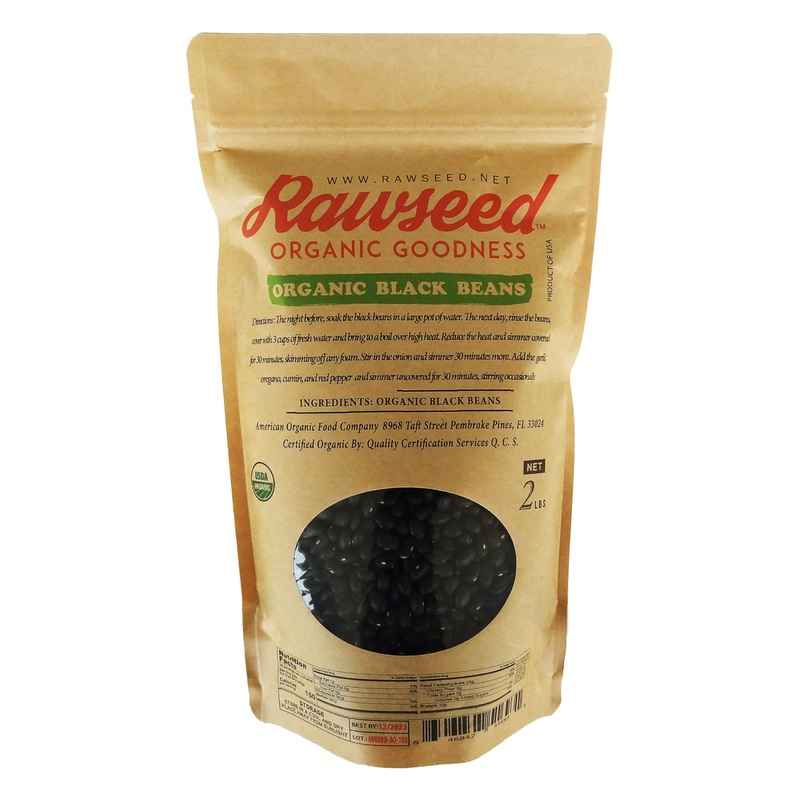 Rawseed Organic Certified Black Beans Harvested & Packed In Usa (2Lbs) Bag