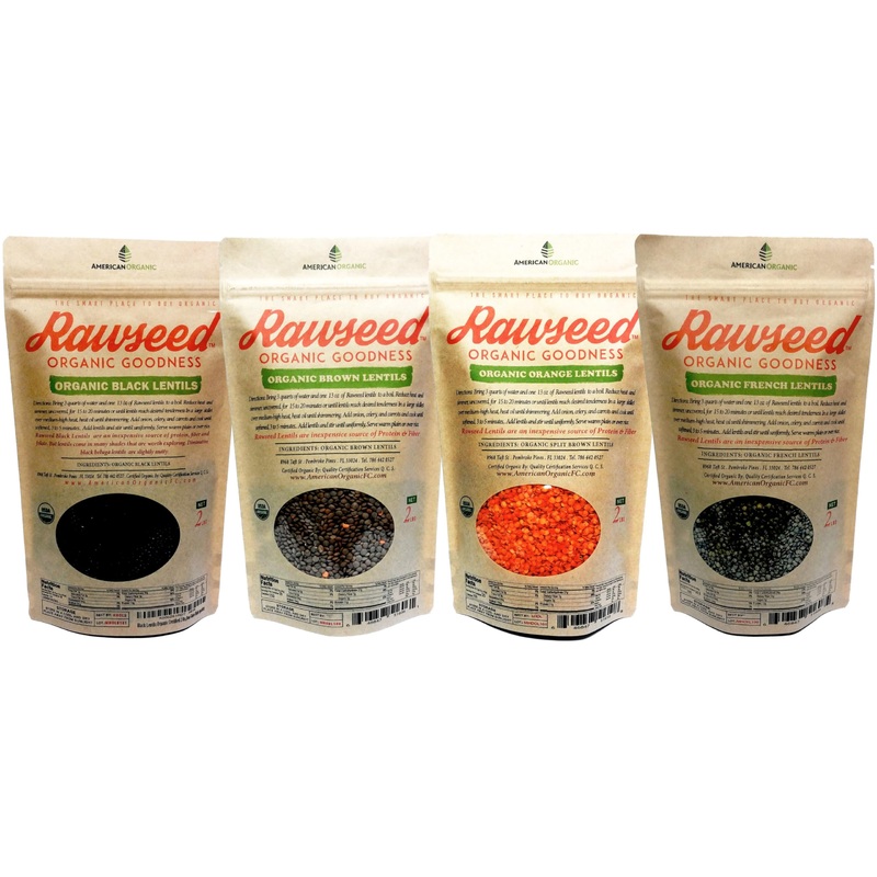 Rawseed Organic Certified Lentils Multi-Color 2 Lb 4 Pack Containing: Black, Orange, French, & Brown (1 Bag Of Each). This 4 Pac