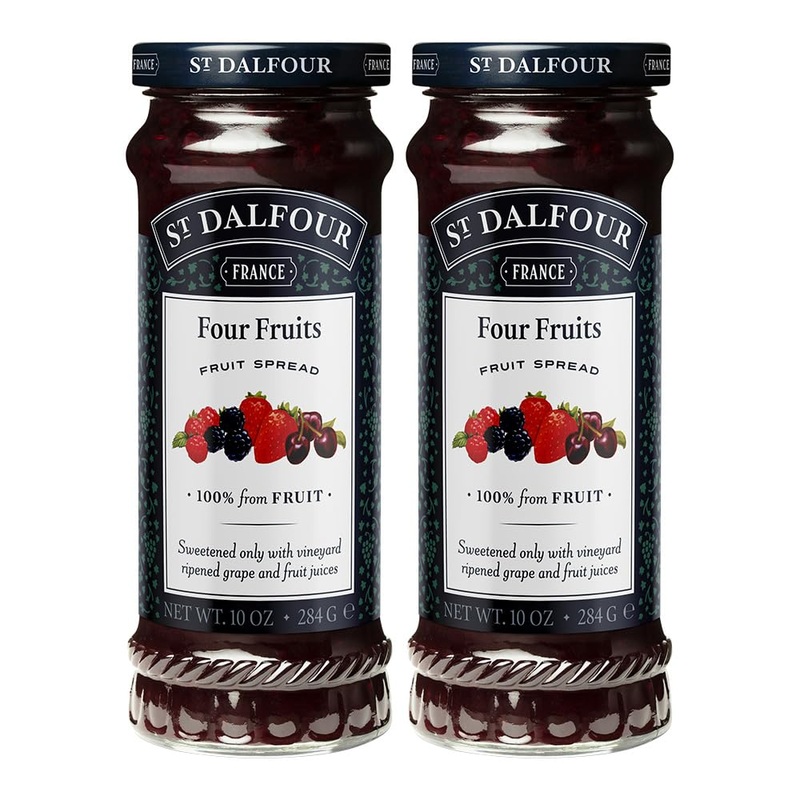 St. Dalfour Four Fruits Fruit Spread - 10Oz - 100% From Fruit, No Artificial Ingredients, Non-Gmo, No Cane Sugars, All Natural -