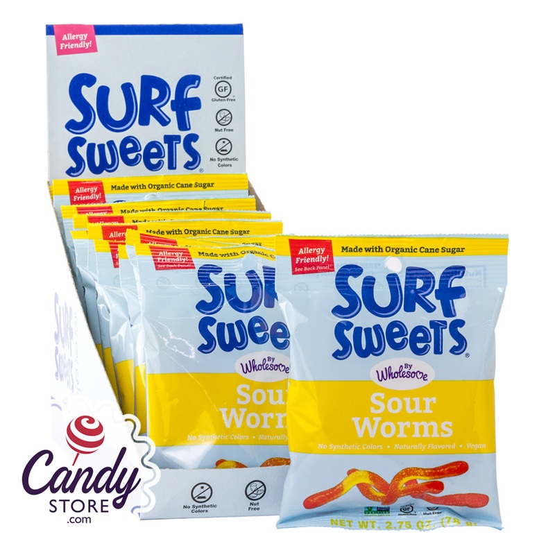 Surf Sweets Sour Worms 2.75oz Bag - 12ct