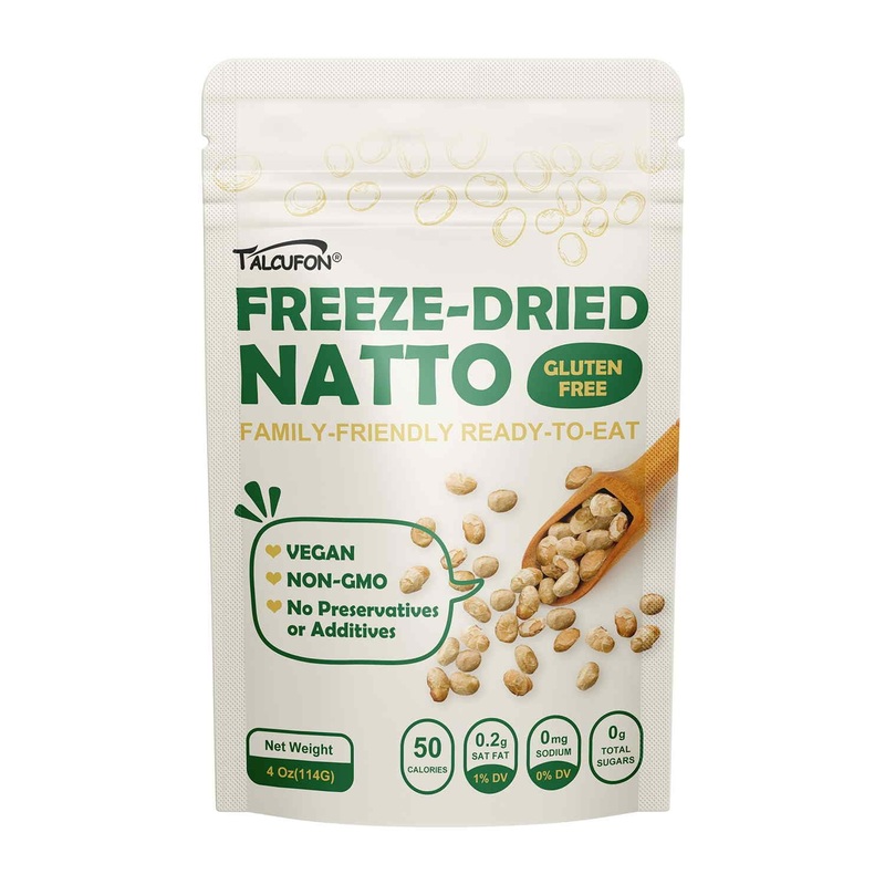 Talcufon Japanese Freeze-Dried Natto Beans, Fresh Natto Fermented Soybean 4 Oz, Non-Gmo, Vegan, Plant Protein Ready To Eat Natto