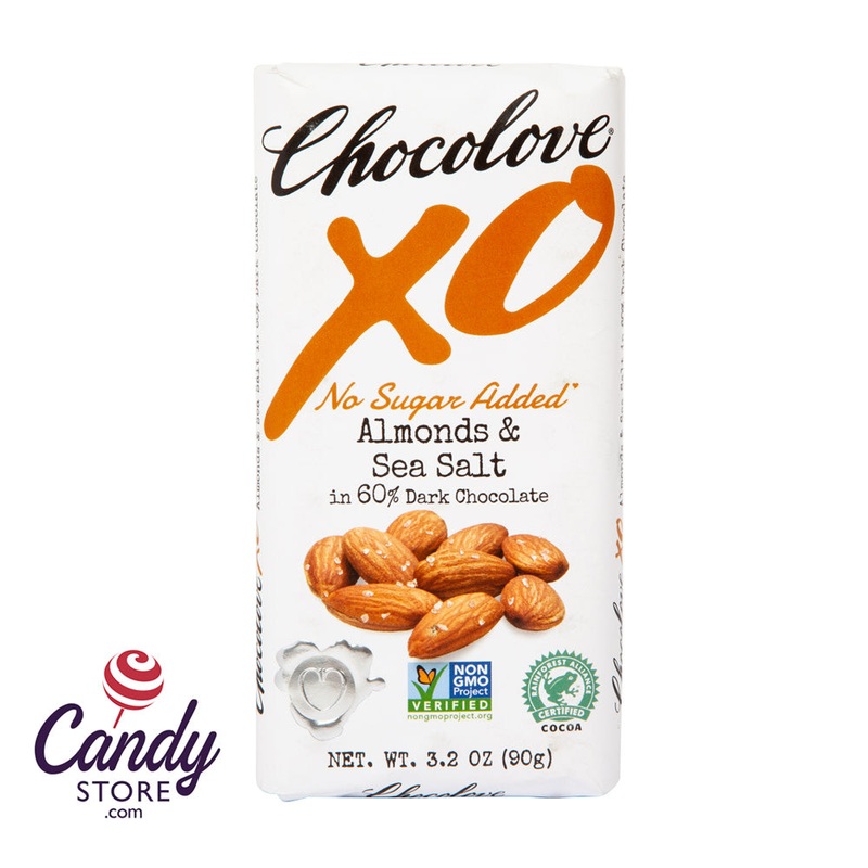 Almond Sea Salt 60% Dark Chocolate Chocolove XO Bars - 12ct (No Sugar Added)