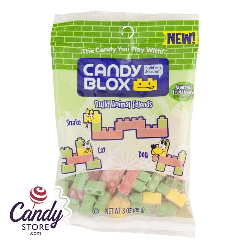 Candy Blox Build Animal Friends 3oz Peg Bag - 12ct