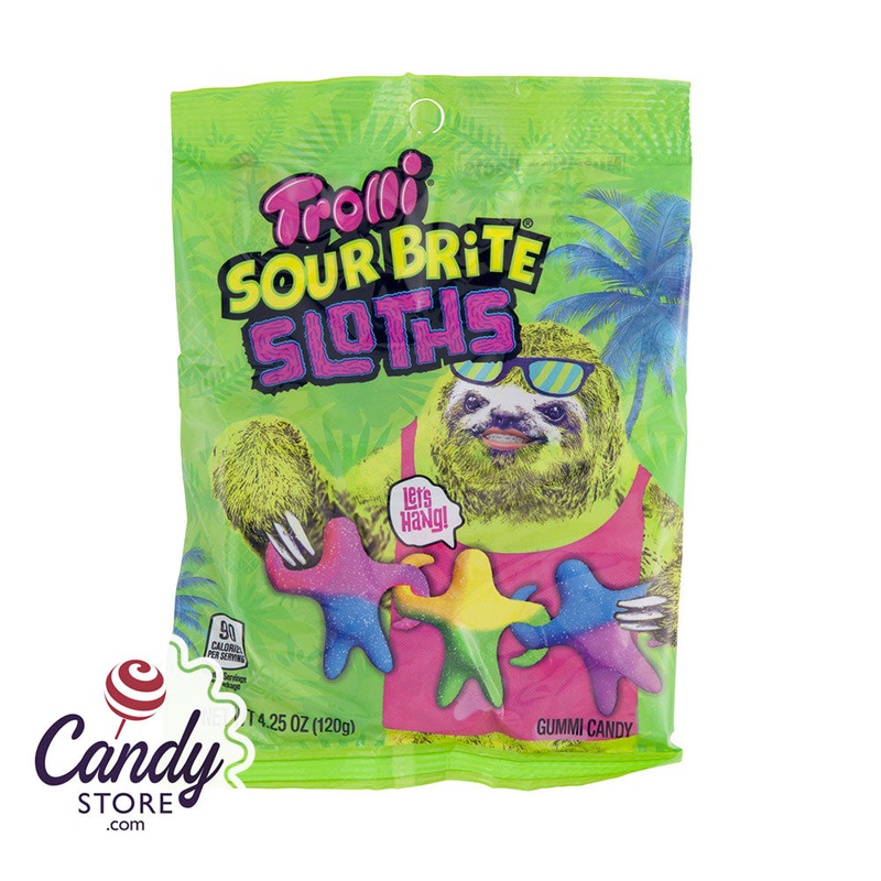Trolli Sour Brite Sloths 4.5oz Peg Bag - 12ct