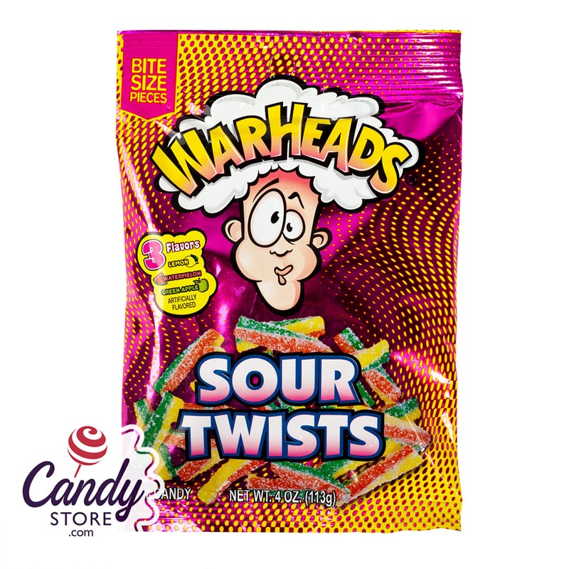 Warheads Sour Twists 4oz Peg Bag - 12ct