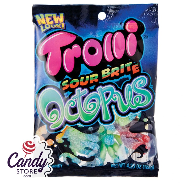 Brite Octopus Sour Gummi Trolli Candy - 12ct Peg Bags