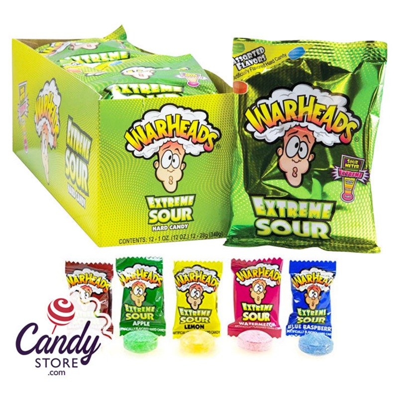 Warhead Extreme Sour Hard Candy 1oz Bags - 12ct