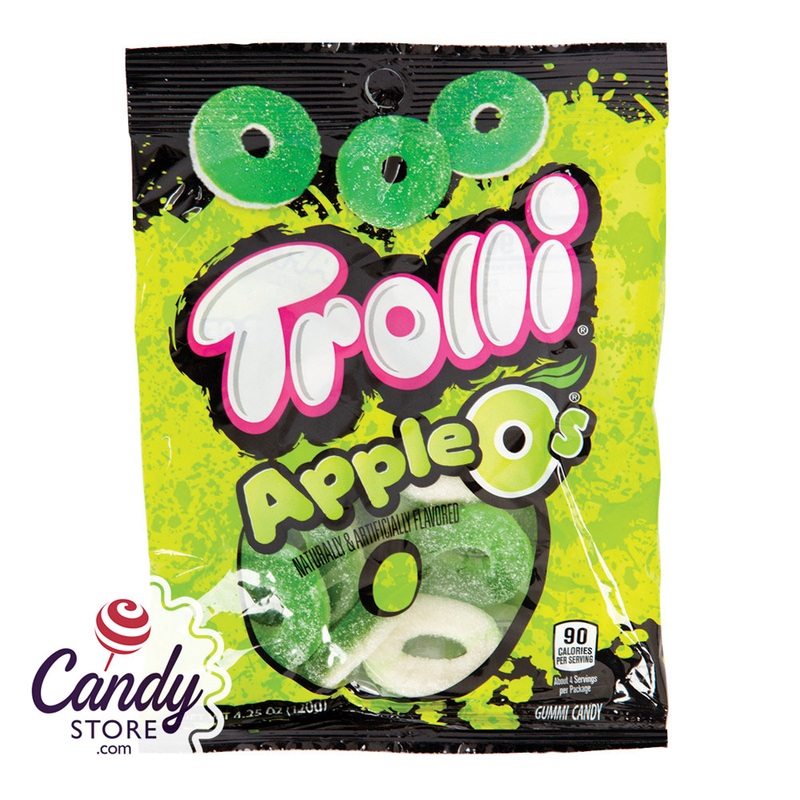 Trolli Gummy Apple O's 4.25oz Peg Bag - 12ct