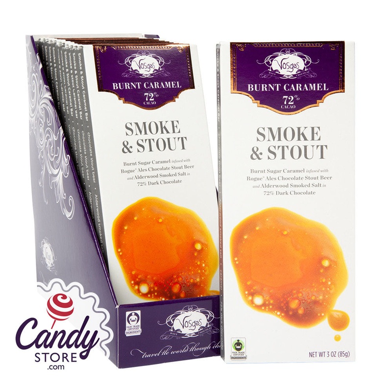 Vosges Smoke And Stout Caramel Dark Chocolate 3oz Bar - 12ct