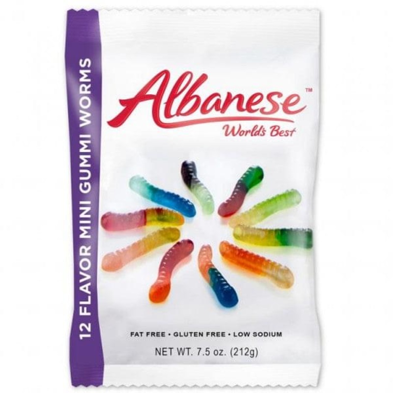12 Flavor Gummi Mini Worms Peg Bag - 12ct