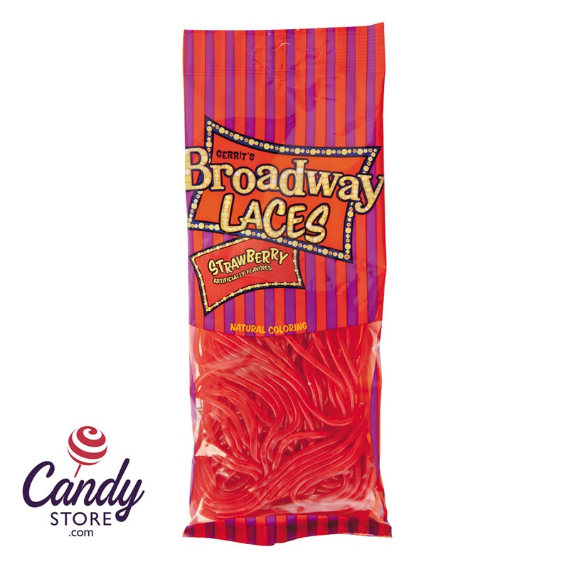 Broadway Laces Strawberry Licorice 4oz Peg Bag - 12ct