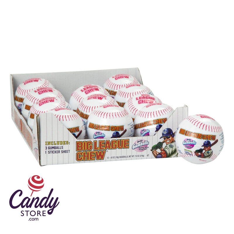 Big League Chew Plastic Baseball With Gumballs And Stickers - 24ct