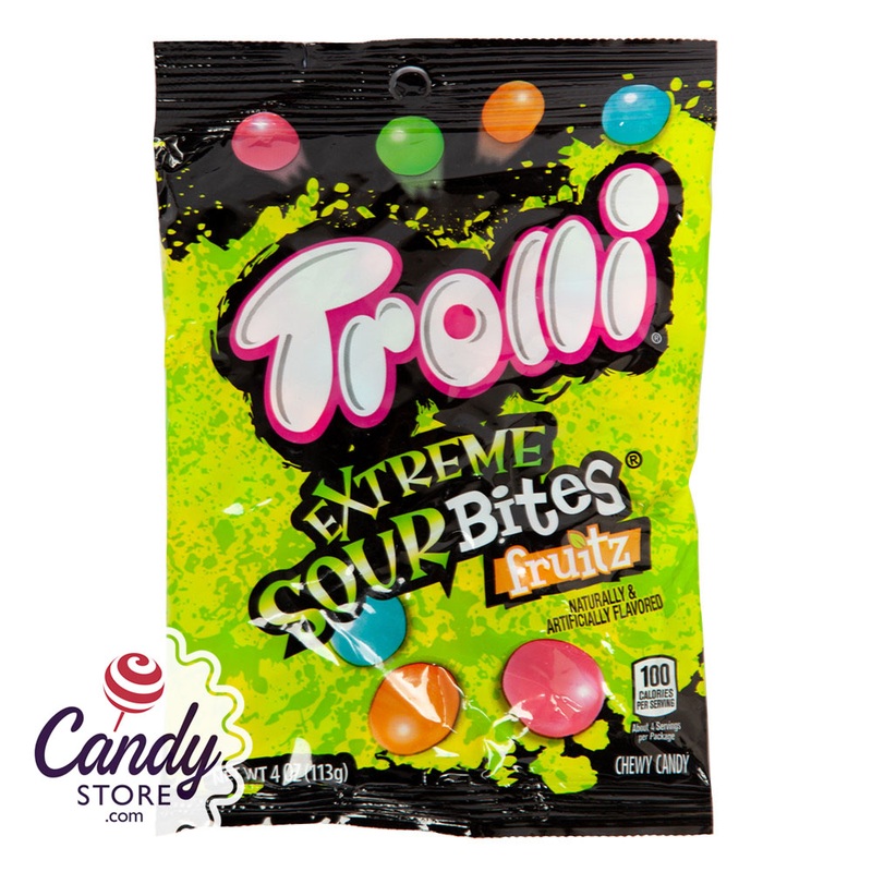 Trolli Extreme Sour Bites 4oz Peg Bag - 12ct