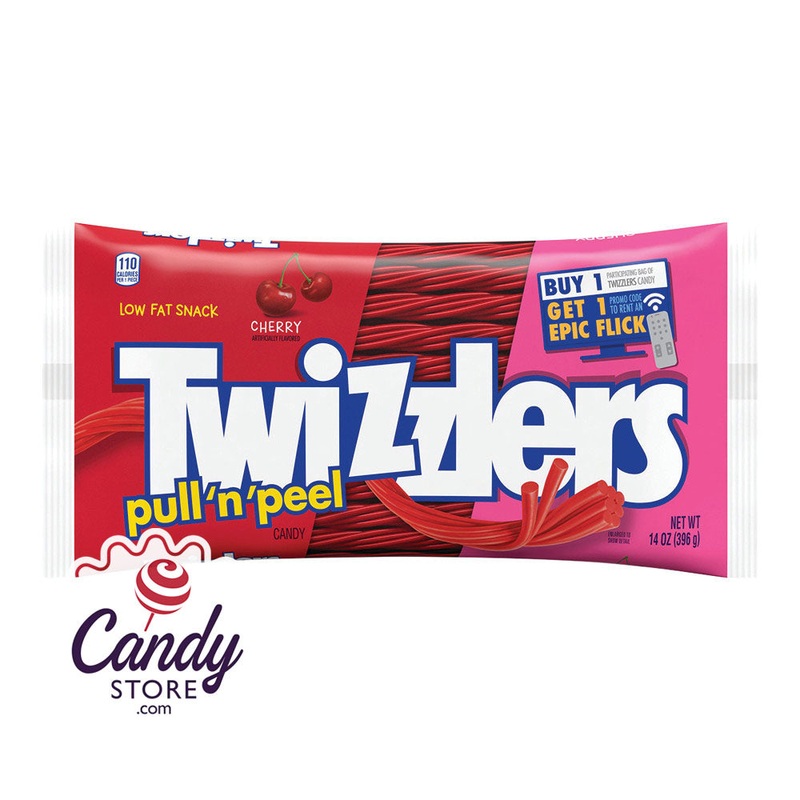 Twizzlers Pull 'N' Peel Cherry Laydown Bags 14oz - 24ct