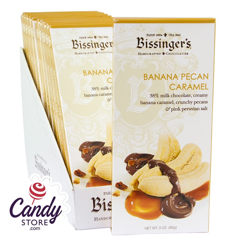 Bissinger's Milk Chocolate Banana Pecan Caramel 3oz Bar - 12ct